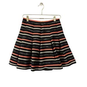 Anthropologie HD In Paris Ruffled‎ Tiered Striped Skirt Women's 02P Orange Black